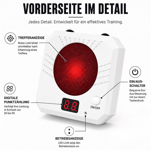 Trefferecho Vorderseite im Detail mit Sensorfläche und Trefferanzeige