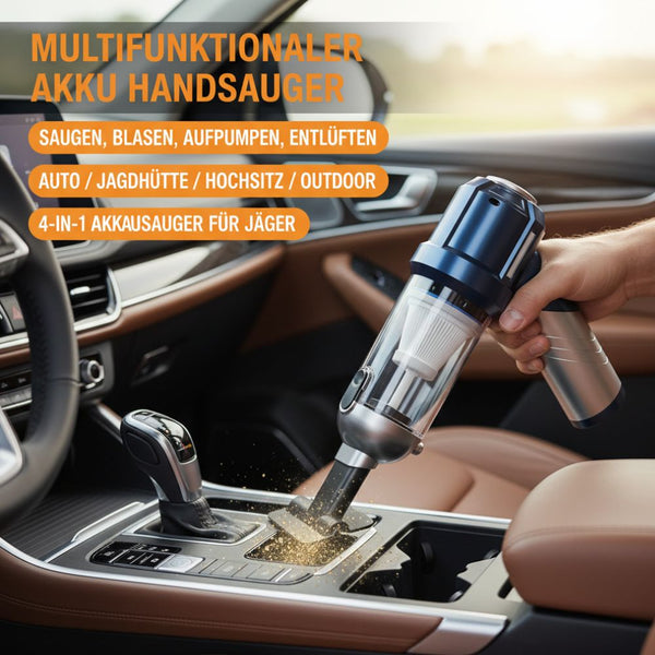 Saugmeister - 4-in-1 Akku Handsauger für Auto und Jagdhütte