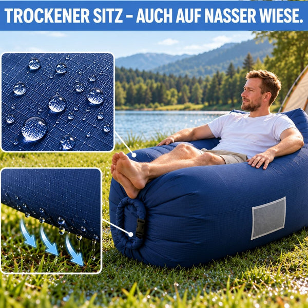 Trockener Sitz auch auf nasser Wiese