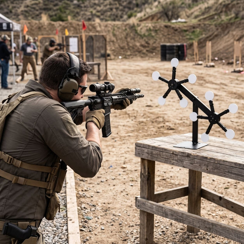 Drehstern - Doppelkopf-Reaktionsziel für Luftgewehr, Luftpistole & Airsoft