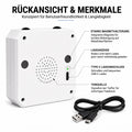 Rückansicht mit Magnethalterung, USB-C-Ladeanschluss und Tonquelle