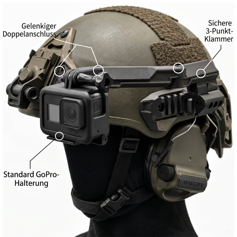 Schwenkfest - Helm-Kameraarm für Sportschützen