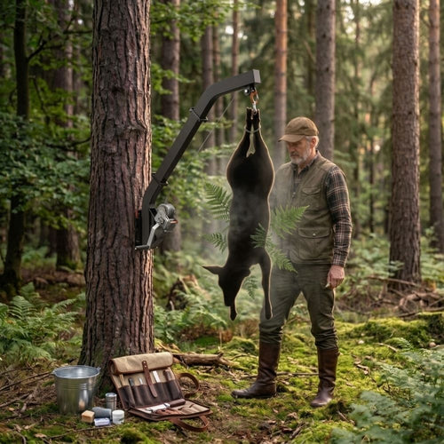 Baumkran - Wildkran mit Handseilwinde