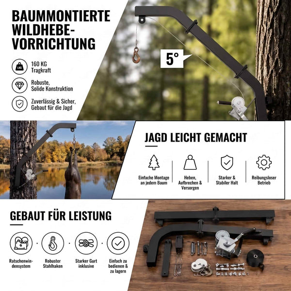 Baumkran - Wildkran mit Handseilwinde