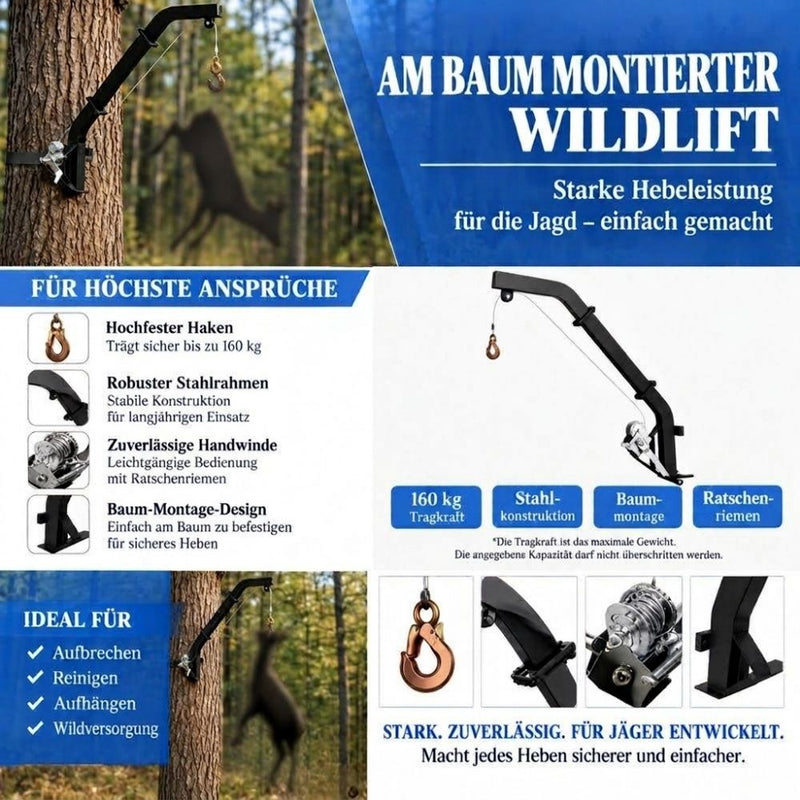 Baumkran - Wildkran mit Handseilwinde