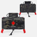 Rettungsgriff MOLLE-Verbandtasche in schwarzem Multicam, Front- und Rueckansicht nebeneinander