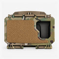 Riegelbox MOLLE-Handybox in Multicam, geschlossen mit Klettfach und Sichtfenster, Frontalansicht