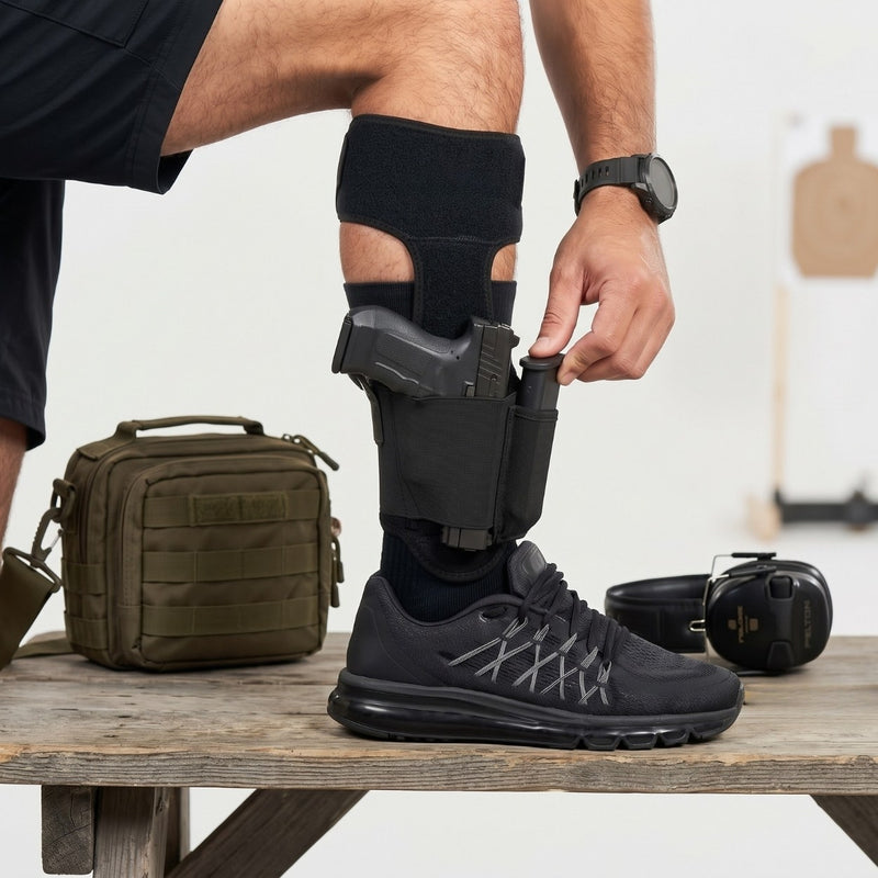 Wadenfest - Knöchelholster mit Magazinfach für Sportschützen