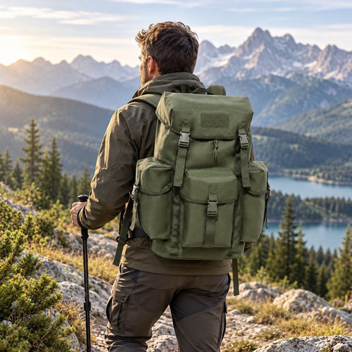 Feldkammer - Rolltop-Rucksack mit Außentaschen fürs Camping