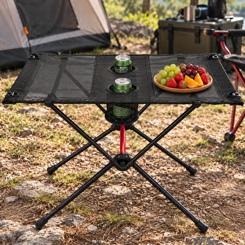 Faltfest - Klappbarer Campingtisch mit Getränkehaltern