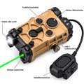 Doppelzeiger Laser-Licht-Modul, Infografik mit deutschen Bezeichnungen für Laser, Licht und Schalter