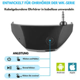 Bluetooth-Adapter für Kapselgehörschutz, Grafik zur Umwandlung kabelgebundener WK-Ohrhörer in kabellose