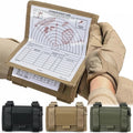 Datenwerk Schießdaten-Armtasche in Schwarz, Sandbraun und Grün mit geöffneter Range Card
