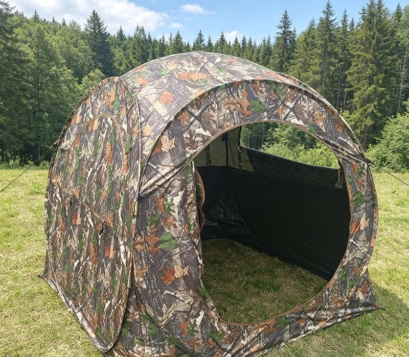 Deckung Pop-up Tarnzelt, rundes Einweg-Sichtfenster, im Feld aufgebaut