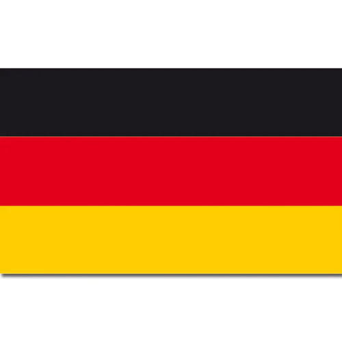 Flagge Deutschland, schwarz-rot-goldene Flagge in Rechteckform vor weissem Hintergrund