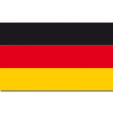 Flagge Deutschland, schwarz-rot-goldene Flagge in Rechteckform vor weissem Hintergrund