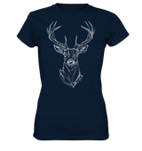 Jägerin Power Shirt in Navy mit stilisiertem Hirschkopf-Print, Rundhalsausschnitt