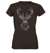 Jägerin Power Shirt in Braun mit grafischem Hirschkopf, enge Passform, Frontansicht