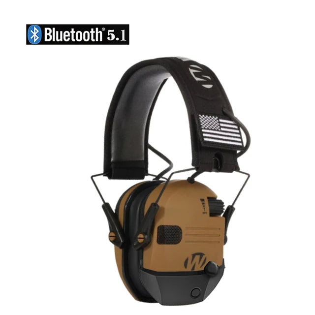 Kapselgehörschutz Pro in Coyote mit Bluetooth 5.1 Logo eingeblendet