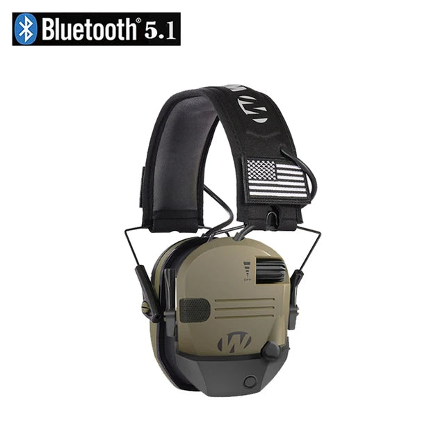 Kapselgehörschutz Pro in Oliv mit Bluetooth 5.1 Logo eingeblendet