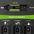 Maße 175 x 36 mm und Bedienung in drei Schritten