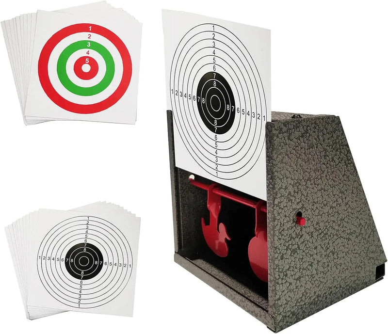 Pendelwerk Kugelfangbox für Luftgewehr und Airsoft mit Papierzielen und Stahlzielen