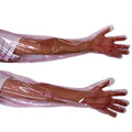 Zwei Langarm-Handschuhe am Arm bis ueber den Ellbogen