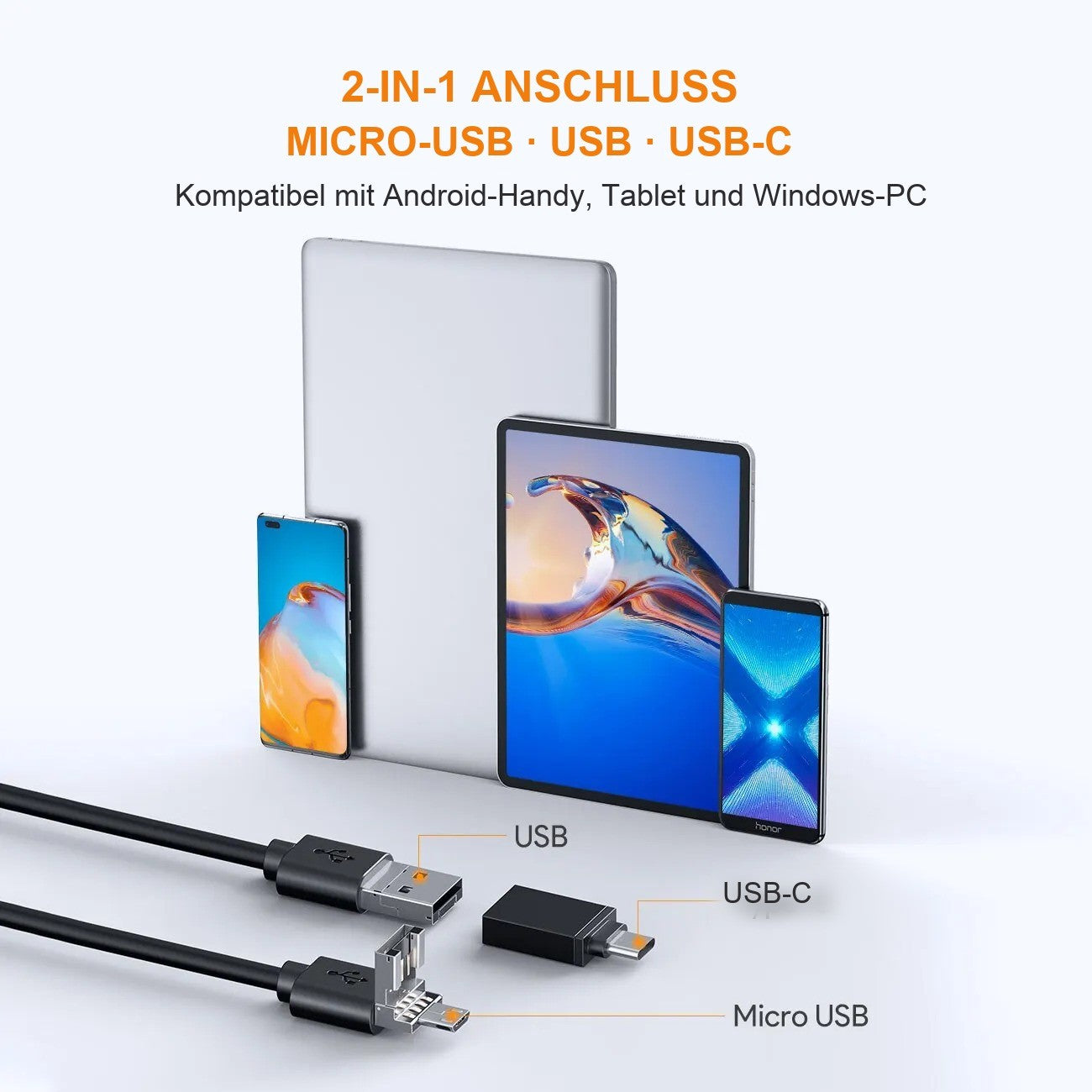 Laufblick Anschluss fuer Android-Handy, Tablet und Windows-PC