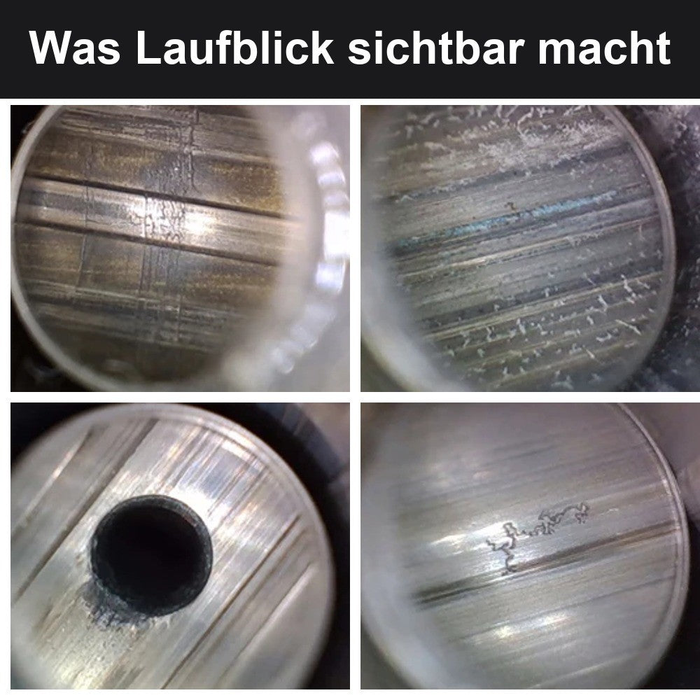 Laufblick zeigt das Laufinnere: Züge, Tombak, Rost und Narben