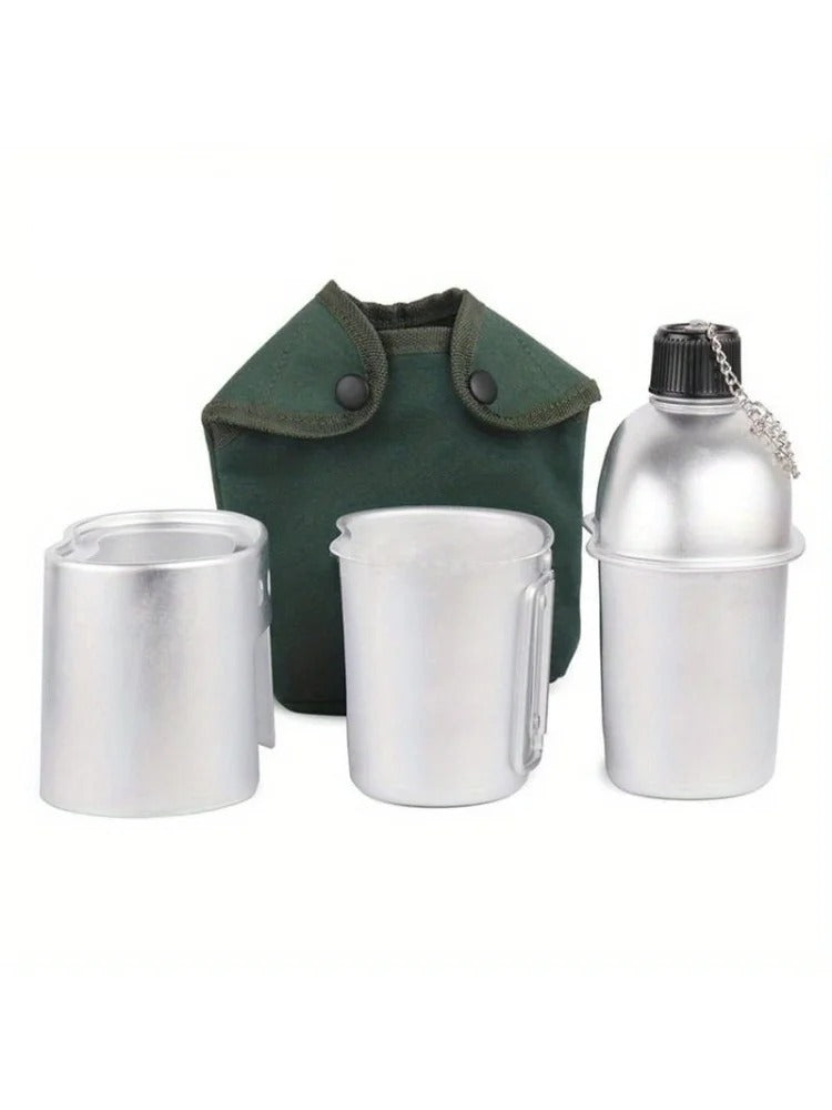 Marschkessel Feldflaschen-Kochgeschirr-Set mit Flasche, Becher, Kochständer und Hülle