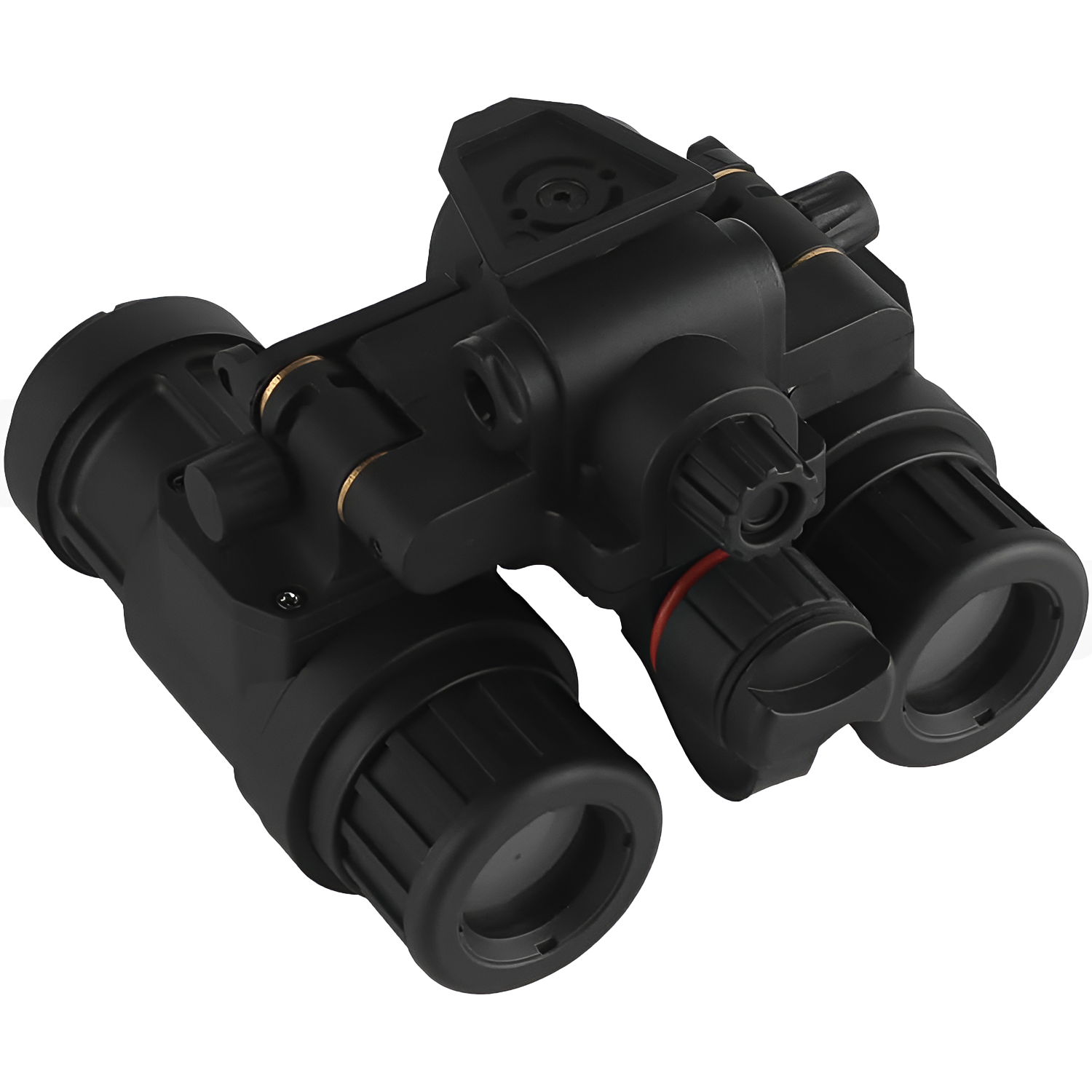 NachtFalke Nachtsichtgerät, Doppelrohr-Optik schräg mit goldfarbenen Ringen und rotem Drehregler