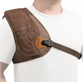 Puffermeister Schulterpolster in Braun, am Körper getragen, Seitenansicht mit Schnalle und Riemen