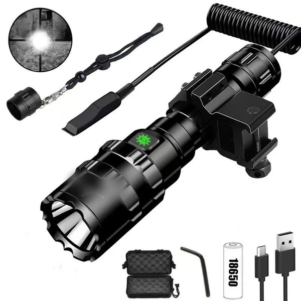 Strahlwerk Jagdlampe Komplettset mit Klemm-Montage, Fernschalter und Akku