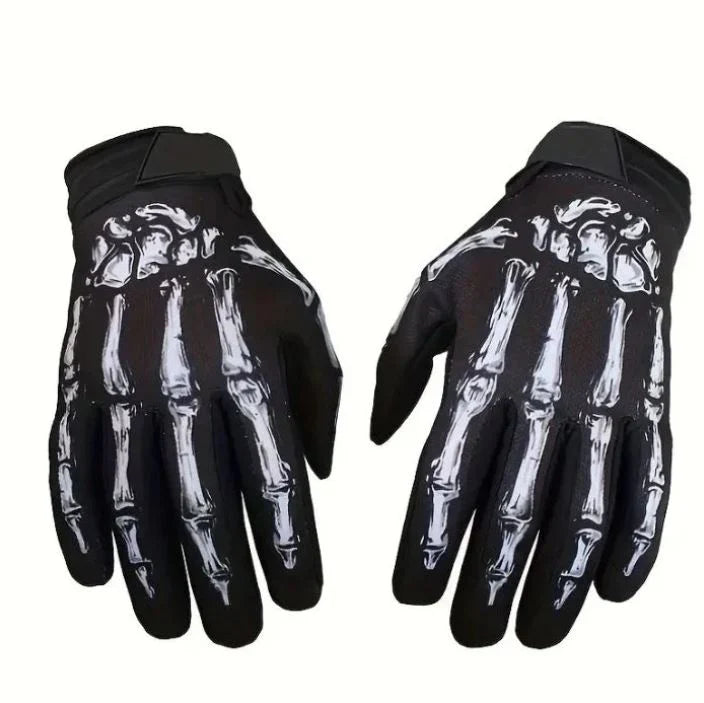 Taktisches Ghost Loadout, Handschuhe mit Skelett-Knochen-Print, Innen- und Aussenseite gezeigt