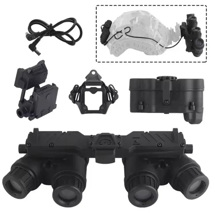 Taktisches Ghost Loadout, Nachtsicht-Halterung mit Kabel, Adaptern und Montagebeispiel am Helm