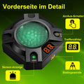 Trefferecho Vorderseite mit Sensor, Trefferzähler, Ein-Aus-Schalter und Stativgewinde