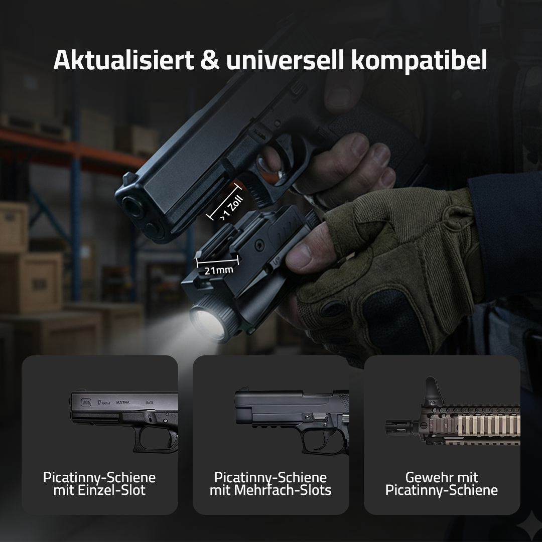 Stahlblick Taktik-Leuchte, Hand im Handschuh montiert sie auf der Pistole, universell kompatibel mit Schienen