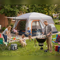 Weitraum Kabinenzelt beim Grillabend im Garten