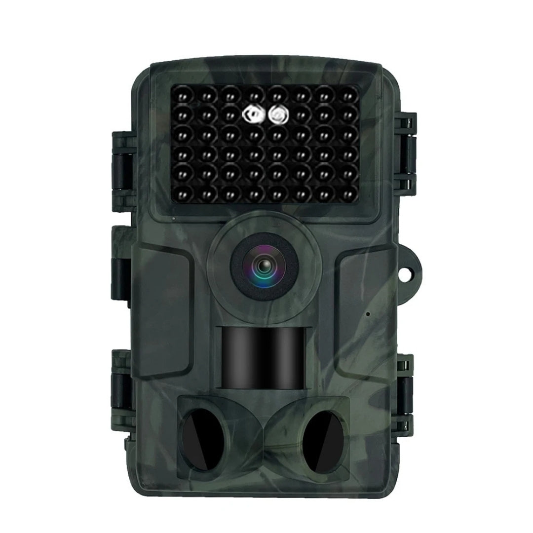 Waidblick 32 IR Wildkamera in Camouflage-Optik, Frontansicht mit Infrarot-LEDs und Objektiv